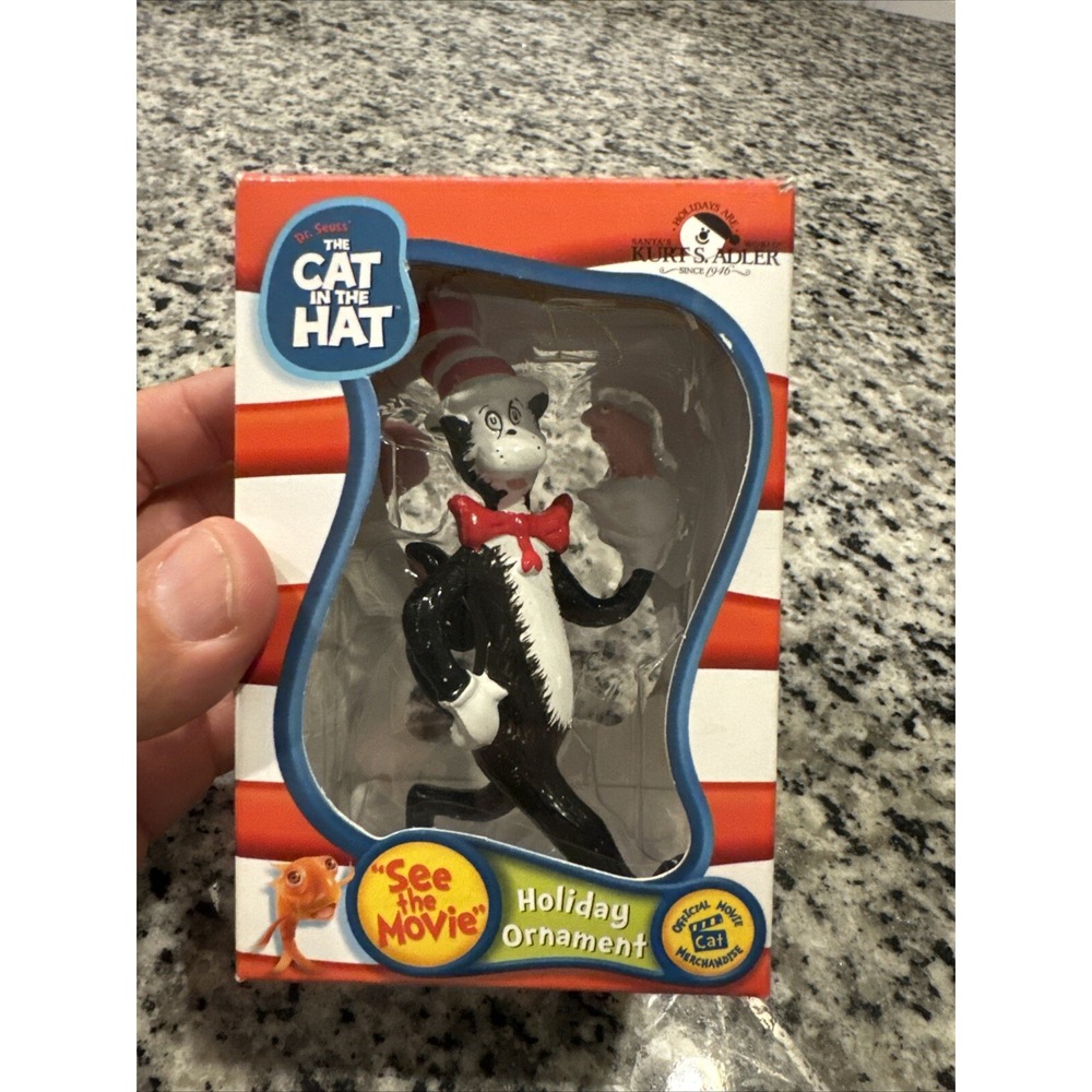Dr Seuss Cat in the Hat Kurt S Adler Ornament Thing 1 & 2‎ & Pink Fish in Teapot